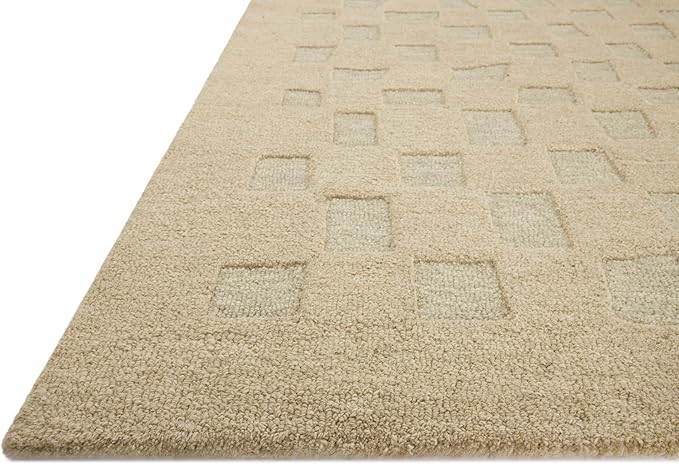 Loloi Leanne Ford Craven Collection CVN-04 Oatmeal/Dove 5'-0" x 7'-6" Area Rug Checkered, Patterned, Neutral, Living Room, Bedroom, Dining Room