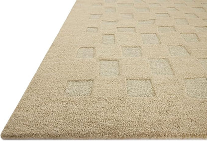 Loloi Leanne Ford Craven Collection CVN-04 Oatmeal/Dove 3'-6" x 5'-6" Accent Rug Checkered, Patterned, Neutral, Entryway, Mudroom, Bathroom, and Kitchen