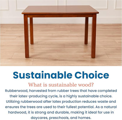 ECR4Kids 24in x 36in Rectangular Hardwood Table with 22in Legs, Kids Furniture, Dark Walnut