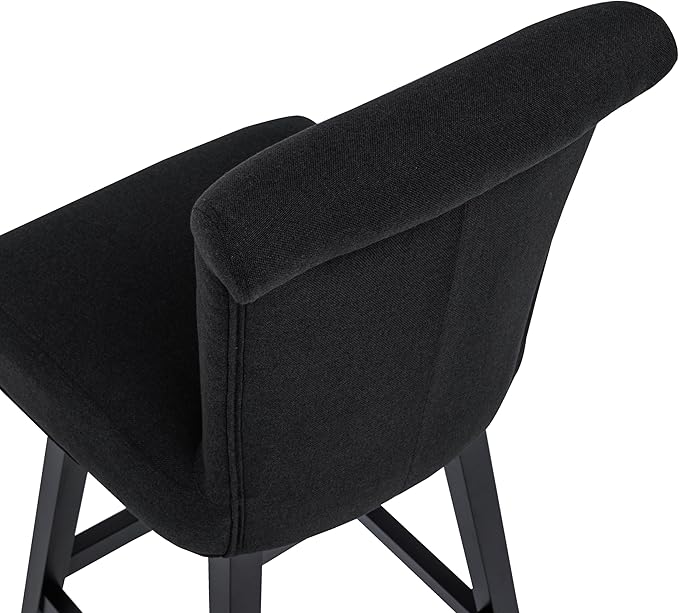 Bar Stools Set of 4, 26 Inch Upholstered Barstools with 15.7" High Back and Footrest, Swivel Counter Height Barstools for Kitchen Island Home Bar Performance Fabric Black