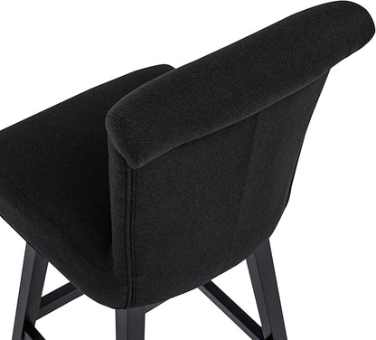Bar Stools Set of 4, 26 Inch Upholstered Barstools with 15.7" High Back and Footrest, Swivel Counter Height Barstools for Kitchen Island Home Bar Performance Fabric Black