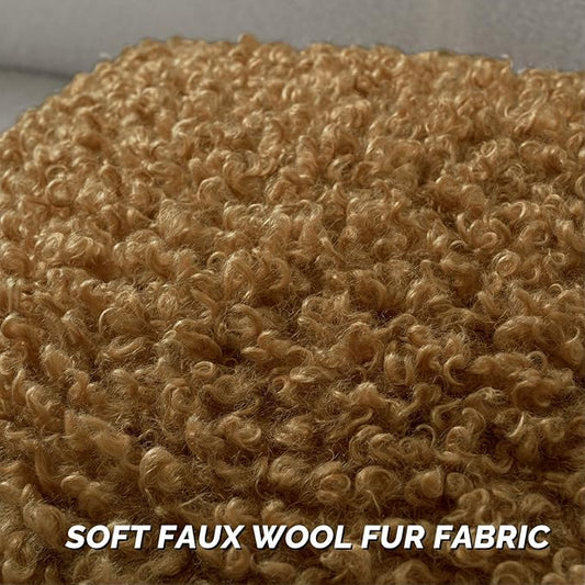 FUTEI Camel Decorative Throw Pillow Covers 26x26 Inch Set of 2,Soft Fluffy Faux Wool Fur Boucle Textured Pillow Shams,Modern Home Decor for Couch Bed Living Room Office
