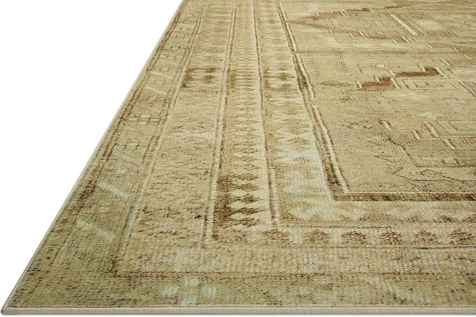 Loloi Magnolia Home by Joanna Gaines Sinclair Collection SIN-02 Khaki/Tobacco 2'-3" x 7'-6", .25" Pile Height, Machine Washable, Runner Rug