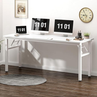 Need Computer Desk Office Desk 62 inches Folding Table with BIFMA Certification Computer Table Workstation, White AC5DW-157
