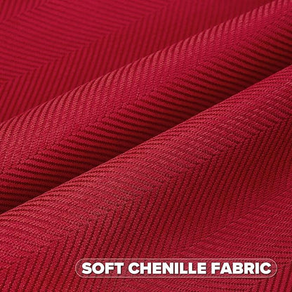 FUTEI Christmas Red Chenille Throw Pillow Covers 22x22 Inch Set of 2,Soft Wide Chevron Textured Cushion Case,Farmhouse Home Decor for Couch Bed Living Room