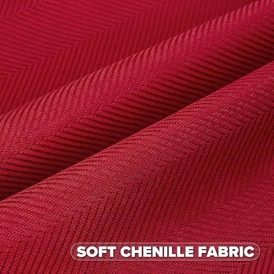 FUTEI Christmas Red Chenille Throw Pillow Covers 22x22 Inch Set of 2,Soft Wide Chevron Textured Cushion Case,Farmhouse Home Decor for Couch Bed Living Room