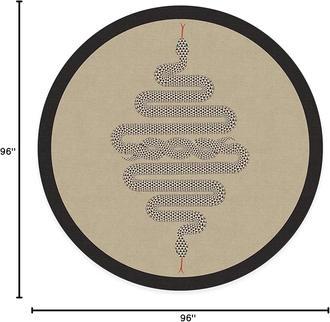 RUGGABLE x Jonathan Adler Machine Washable Modern Area Rug – Venom Neutral 8 ft Round, Stain-Resistant, Non-Slip – Large Rugs for Living Room, Bedroom, Hallway, Entryway & Office–with Cushioned Pad