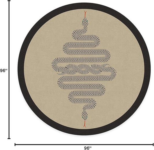 RUGGABLE x Jonathan Adler Machine Washable Modern Area Rug – Venom Neutral 8 ft Round, Stain-Resistant, Non-Slip – Large Rugs for Living Room, Bedroom, Hallway, Entryway & Office–with Cushioned Pad