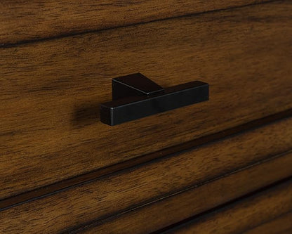 Signature Design by Ashley Taffenbrook Farmhouse 5-Drawer Chest with Felt-Lined Top Drawer and Easy Glide for Bedroom, Dark Brown