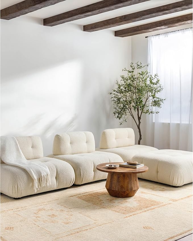 Livabliss x Becki Owens Solana Medallion Area Rug , 5'3" x 7', Peach