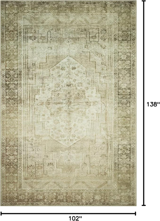 Loloi Magnolia Home by Joanna Gaines Banks Collection BAN-06 Natural/Granite 8'-6" x 11'-6", .13" Pile Height, Machine Washable, Area Rug