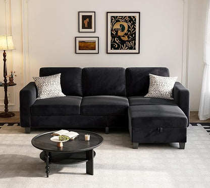 Youmumeub 79''Sectional Couch Couches for Living Room - L-Shaped 4-Seater Deep Sectional Sofa,Removable Covers,Suitable for The Living Room, Apartment or Office-Black