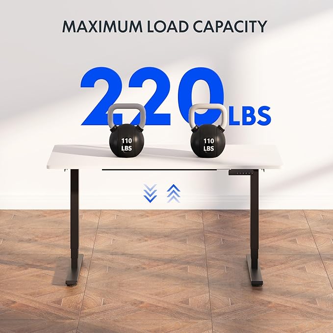 FLEXISPOT E6 3 Stages Dual Motor Electric Standing Desk 48x24 Inch Whole-Piece Board Height Adjustable Desk Electric Sit Stand Desk(Black Frame + White Desktop, 2 Packages)