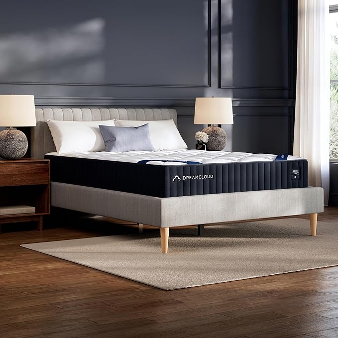 DreamCloud Classic 12" King Mattress - Luxury Hybrid Gel Memory Foam - 365 Night Trial - Fiberglass Free - Forever Warranty - Mattress in a Box - CertiPUR-US Certified