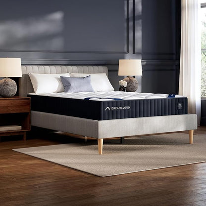 DreamCloud Classic 12" King Mattress - Luxury Hybrid Gel Memory Foam - 365 Night Trial - Fiberglass Free - Forever Warranty - Mattress in a Box - CertiPUR-US Certified
