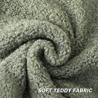 FUTEI Sage Green Throw Pillow Covers 18x18 Inch Set of 2,Furry Faux Fur Teddy Boucle Textured Cushion Covers,Soft Fluffy Decorative Pillow Case,Home Decor for Couch Bed Living Room Office Car