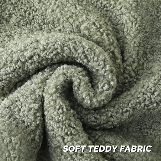 FUTEI Sage Green Throw Pillow Covers 22x22 Inch Set of 2,Furry Faux Fur Teddy Boucle Textured Cushion Covers,Soft Fluffy Decorative Pillow Case,Home Decor for Couch Bed Living Room Office Car