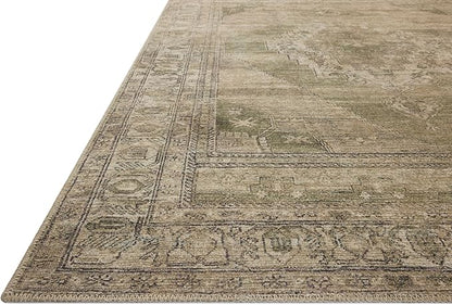 Loloi Amber Lewis Cambria Collection CBR-03 Sand/Olive 2'-6" x 12'-0" Runner Rug Jute, Neutral, Vintage Style, Antique Tone, Living, Bedroom, Dining, Carpet