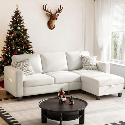 Youmumeub 79''Sectional Couch Couches for Living Room - L-Shaped 4-Seater Deep Sectional Sofa,Removable Covers,Suitable for The Living Room, Apartment or Office-Beige