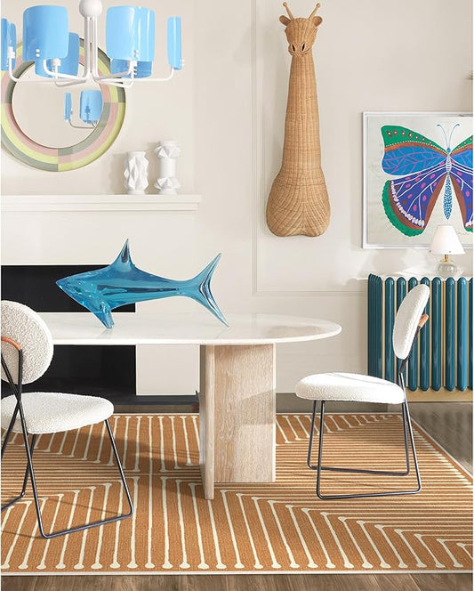 RUGGABLE x Jonathan Adler Machine Washable Modern Area Rug – Inkdrop Copper 6x9, Stain-Resistant, Non-Slip – Medium Rugs for Living Room, Bedroom, Hallway, Entryway & Office–with Cushioned Pad