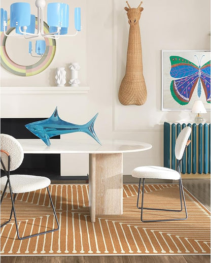 RUGGABLE x Jonathan Adler Machine Washable Modern Area Rug – Inkdrop Copper 6x9, Stain-Resistant, Non-Slip – Medium Rugs for Living Room, Bedroom, Hallway, Entryway & Office–with Standard Pad