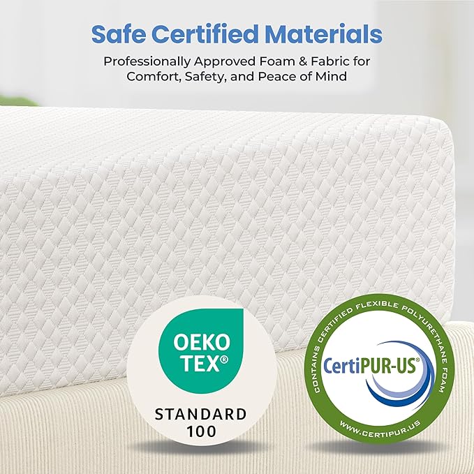 Yaheetech 12 Inch Twin Mattress 3 Foam Layer Cooling Gel Memory Foam Mattresses, Green Tea for Fresher Sleep, Medium Firm, CertiPUR-US Certified, No Fiberglass, Twin Size Mattress in a Box
