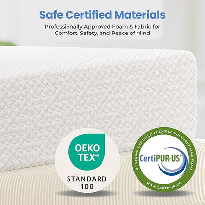 Yaheetech 12 Inch Twin Mattress 3 Foam Layer Cooling Gel Memory Foam Mattresses, Green Tea for Fresher Sleep, Medium Firm, CertiPUR-US Certified, No Fiberglass, Twin Size Mattress in a Box