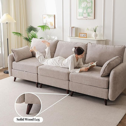 135'' Modular Sectional Sofa with All Seats Storage,Oversized 4-Seater Comfy Cloud Couches with Deep Seat,Big Couch for Living Room,Bedroom,Velet,Khaki