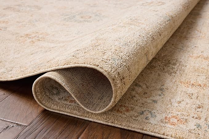 Loloi Chris Loves Julia Palma Collection PLM-11 Natural/Multi 6'-3" x 9'-6" Fringe Area Rug Vintage Style Boho Living Room Bedroom Carpet