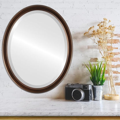 OVALCREST Oval Beveled Wall Mirror for Home Decor - Toronto Style - Rubbed Bronze - 22" x 18"