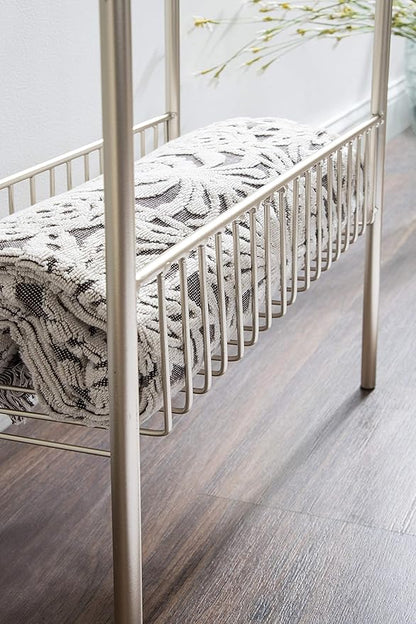 Kate and Laurel Trubey Modern Side Table, 15.75 x 8 x 24.6, Silver, Contemporary End Table with Glass Top