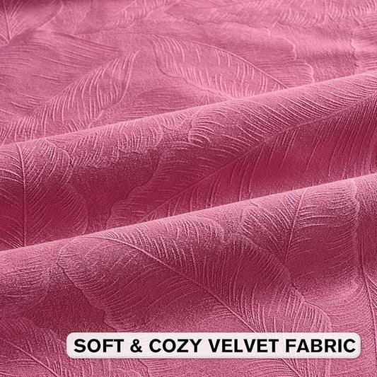 FUTEI Hot Pink Velvet Throw Pillow Covers 26x26 Inch Set of 2,Soft Embossed Leaf-Relief Textured Euro Pillow Shams,Natural Home Decor for Couch Living Room
