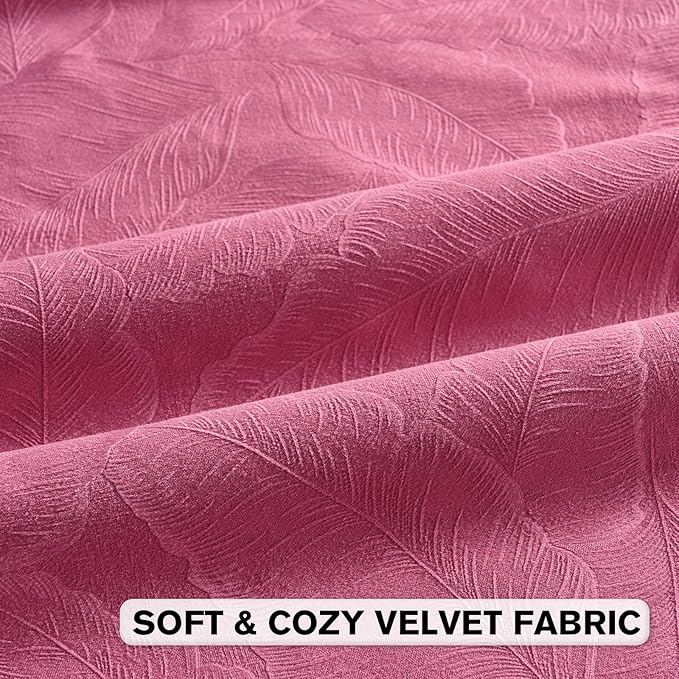 FUTEI Hot Pink Velvet Throw Pillow Covers 24x24 Inch Set of 2,Soft Embossed Leaf-Relief Textured European Cushion Cases,Natural Home Decor for Couch Living Room