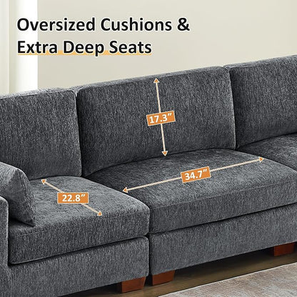 VANOMi Large Modular Sectional Sofa, Oversized Couch with Charging Station, Cloud Couch Deep Seat Sofa with Thick Cushion, Convertible Sectional Couches for Living Room Office Apartment