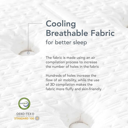 EPITEX Silverluxe King Size Mattress, 8 Inch Gel Memory Foam, Pocket Spring, Medium Firm, Gray