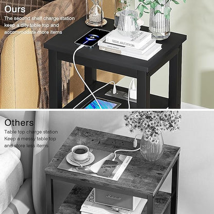 VECELO Modern Nightstands X-Design Side End Table Night Stand with Storage Shelf for Bedroom,Living Room,