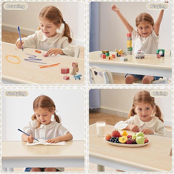 Toddler Table, 7 Level Height Adjustable Kids Play Furniture for Ages 3-8, Rectangular Plastic, 23.6" W x31.5 L, Multi-Activity Desk with Graffiti Desktop for Home & Daycare