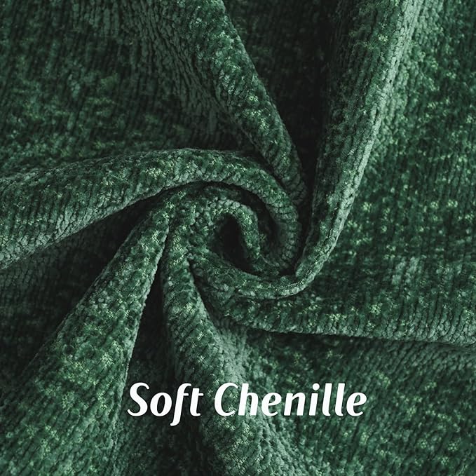 FUTEI Christmas Dark Green Chenille Throw Pillow Covers 12x20 Inch Set of 2,Soft Cozy Bound Edge Design Lumbar Pillow Cases,Home Decor for Couch Bed Living Room