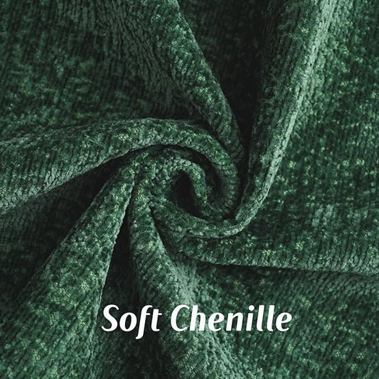 FUTEI Christmas Dark Green Chenille Throw Pillow Covers 20x20 Inch Set of 2,Soft Cozy Bound Edge Design Cushion Case,Home Decor for Couch Bed Living Room