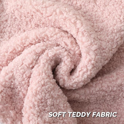 FUTEI Pink Throw Pillow Covers 24x24 Inch Set of 2,Furry Faux Fur Teddy Boucle Textured Cushion Covers,Soft Fluffy European Pillow Shams,Home Decor for Couch Bed Living Room Office Car