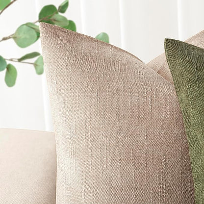 Foindtower Set of 2 Textured Chenille Throw Decorative Pillow Covers Square Accent Solid Cushion Cover Neutral Farmhouse Lumbar Pillow Case for Couch Sofa Bedroom Living Room 12x20 Inch,Cream Camel