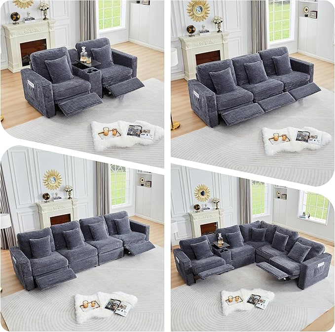 Modern Corner Sofa Seat with 2 Pillows for Modular Sectional Couch for Living Room-Blue Grey