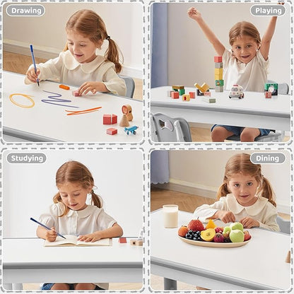 Toddler Table, 7 Level Height Adjustable Kids Play Furniture for Ages 3-8, Rectangular Plastic, 23.6" W x47.2 L, Multi-Activity Desk with Graffiti Desktop for Home & Daycare