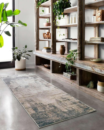 Loloi Teagan Collection TEA-08 Ivory/Mist 5'-3" x 7'-6" Area Rug, Large, Soft Neutral Rug, High-Traffic for Living Room, Bedroom, Home Office, Dining Area