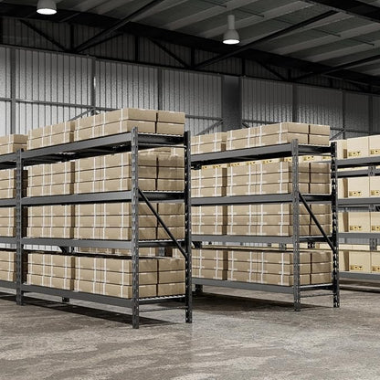 WORKPRO 8000LBS Storage Shelves, 77" Extra-Wide Garage Shelving, Heavy-Duty Metal Shelving Unit, Adjustable 4-Tier Garage Storage Rack for Warehouse, Basement,77" W X 24" D X 72" H, Black