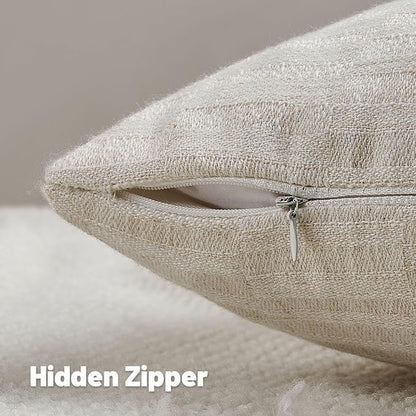 FUTEI Light Natural Decorative Throw Pillow Covers 26x26 Inch Set of 2,Soft Linen Slub Texture Euro Pillow Sham,Farmhouse Home Decor for Couch Bed Living Room