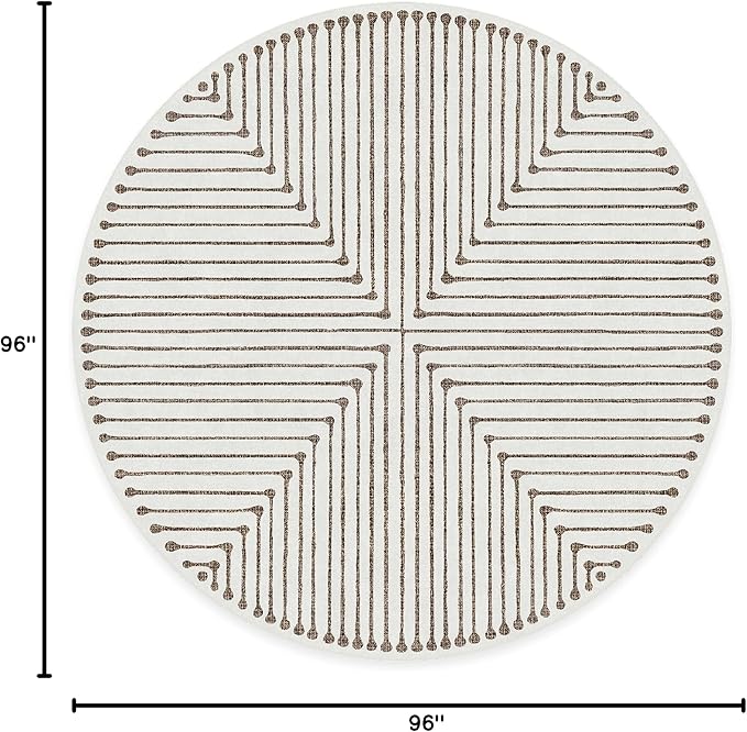 RUGGABLE x Jonathan Adler Machine Washable Area Rug – Inkdrop Camel & Ivory 8 ft Round, Stain-Resistant, Non-Slip – Large Rugs for Living Room, Bedroom, Hallway, Entryway & Office–with Cushioned Pad