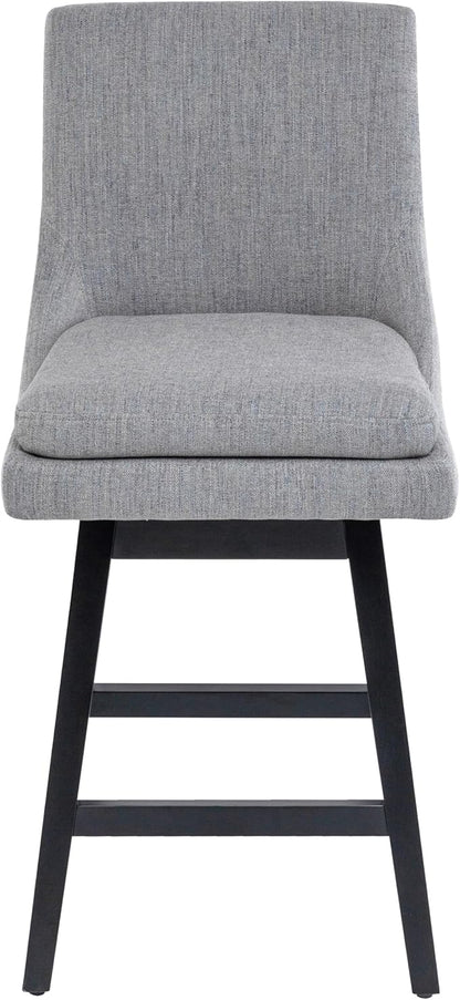 Bar Stools Set of 4, 26 Inch Upholstered Barstools with 14.2" High Back and Footrest, Swivel Counter Height Barstools for Kitchen Island Home Bar Performance Fabric Gray
