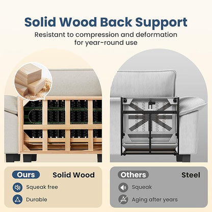 PHI VILLA Indoor Modular Sectional Couches Sets, 2-Piece Armless Sofa Set, 2-Seater Upholstered Couch for Living Room Small Spaces, Chenille Fabric, Beige