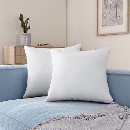 Acanva 16x16 Throw Pillow Inserts Set of 2, Premium Polyester Fiber Fill Square Sham Stuffer Cushion for Sofa, Bed, Couch and Chair, Machine Washable, White